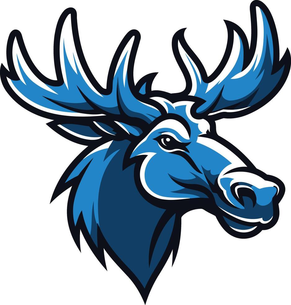A powerful blue moose head mascot, perfect for sports teams, brands, and businesses seeking a bold and determined image vector