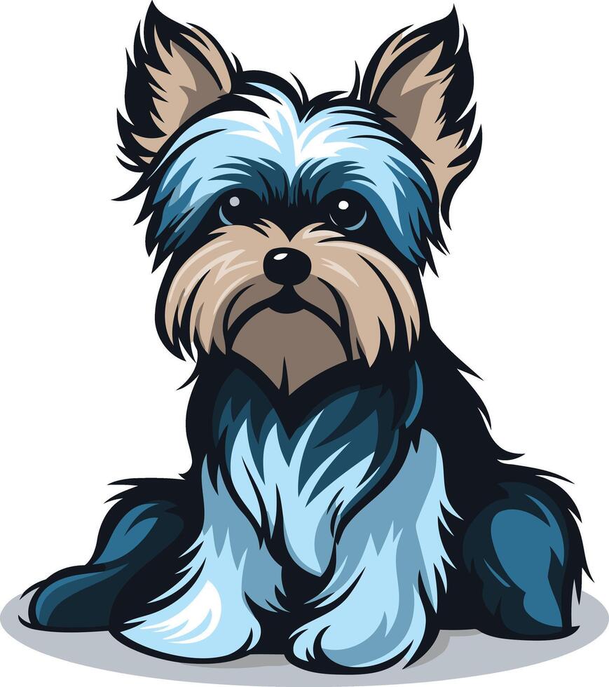 Adorable cartoon yorkshire terrier with blue fur, perfect for pet-related designs, social media, or branding vector