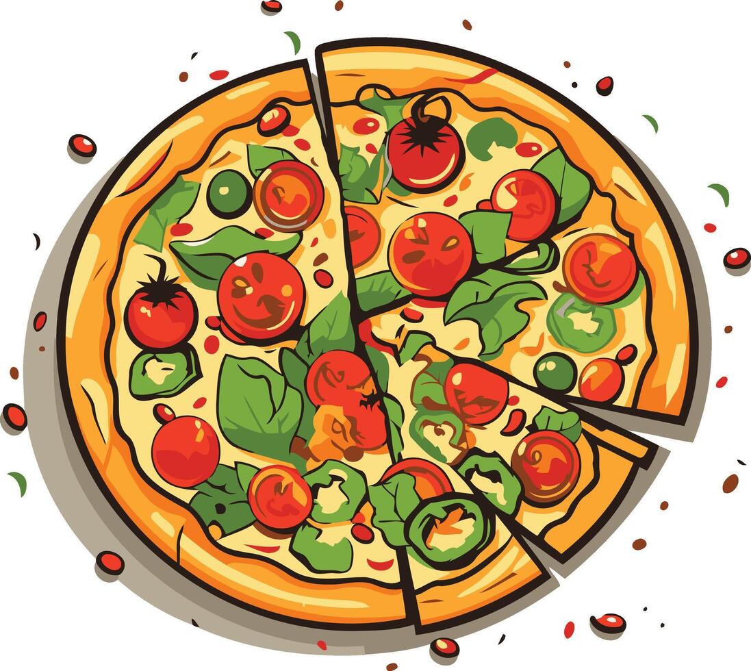 Delicious Veggie Pizza with a Missing Slice vector