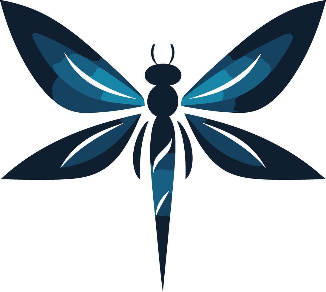 Abstract dragonfly logo design in blue tones vector