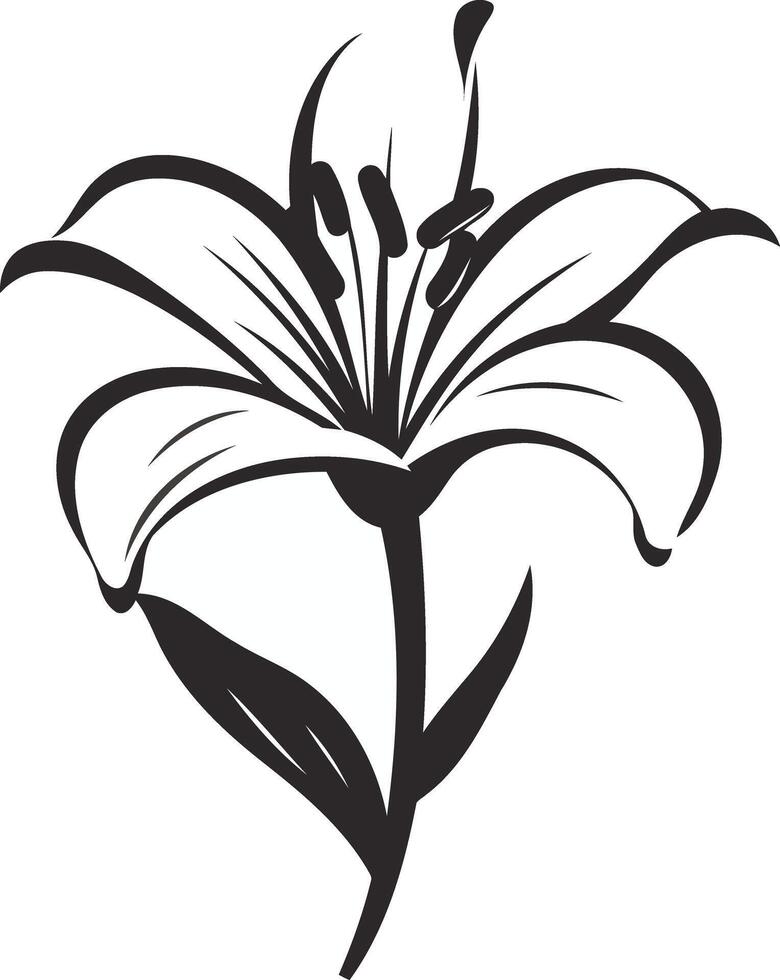 Elegant black and white illustration of a lily flower, perfect for adding a touch of grace and beauty to any design project vector