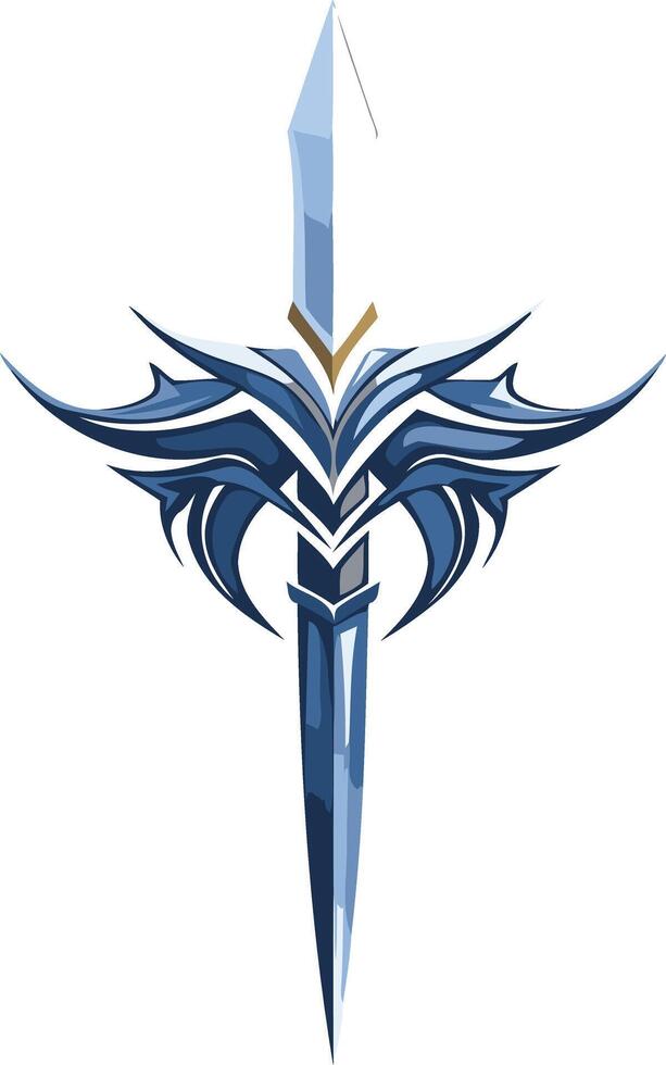 A stylized, abstract sword design with a blue and silver color scheme, perfect for branding, gaming, and esports vector
