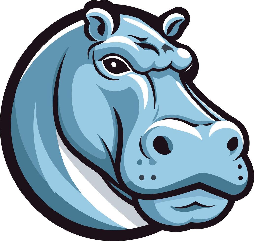 A fierce and determined blue hippopotamus head, perfect for a logo or mascot design vector