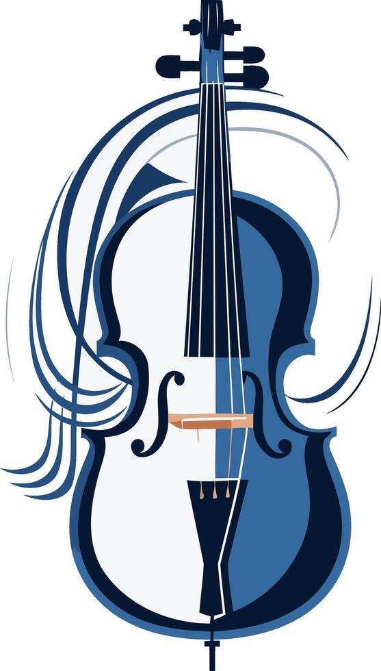 A stylish, abstract cello design in blue and white vector