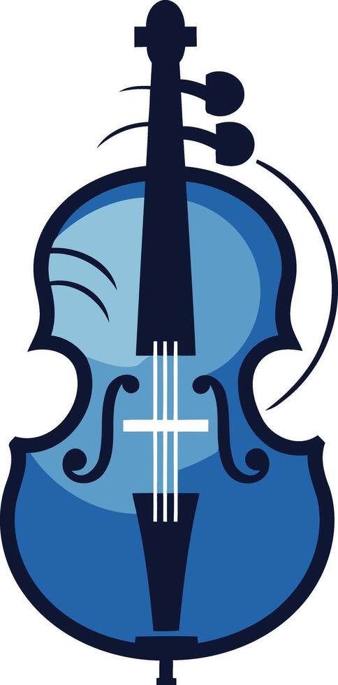 A stylized blue cello with musical notes swirling around it vector