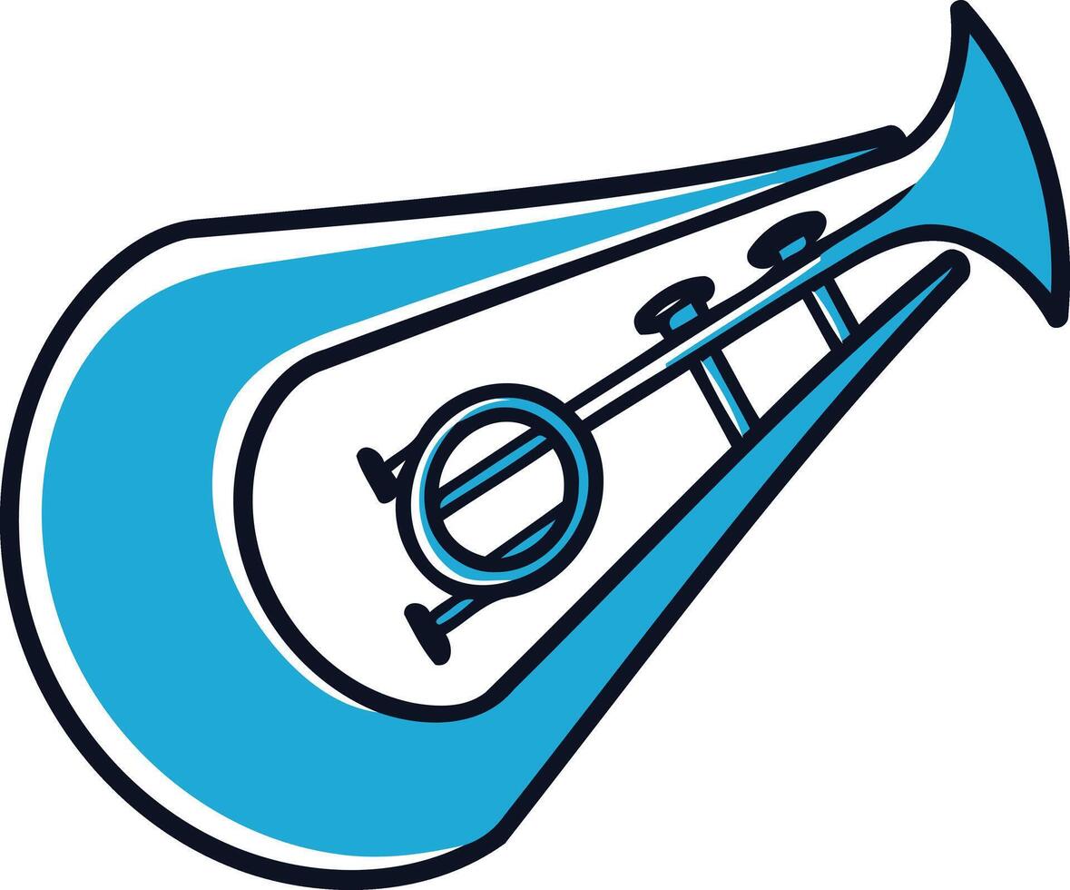 A simple, stylized illustration of a blue trumpet, perfect for branding, music-related designs, and educational materials vector