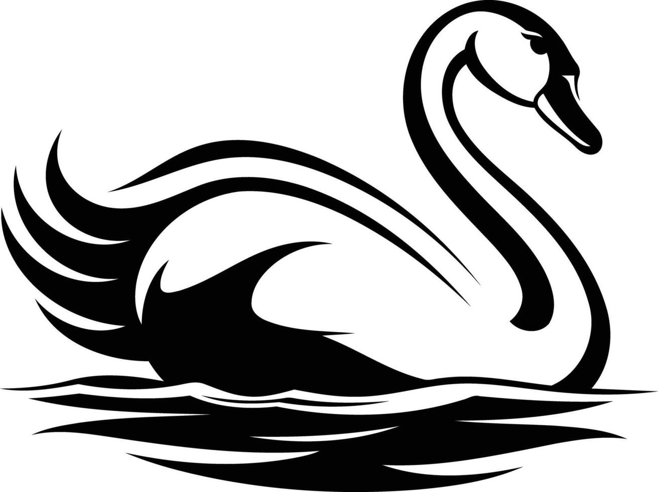 Stylish black and white swan illustration vector