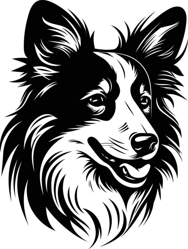 A bold and stylized black and white illustration of a dog's head, perfect for tattoo designs, branding, or pet-related projects vector