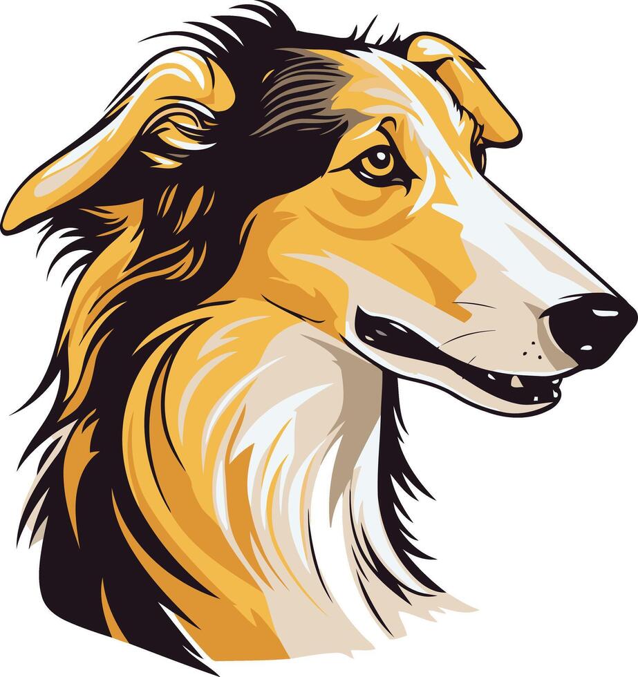 A striking illustration of a borzoi dog head, capturing its elegance and grace vector