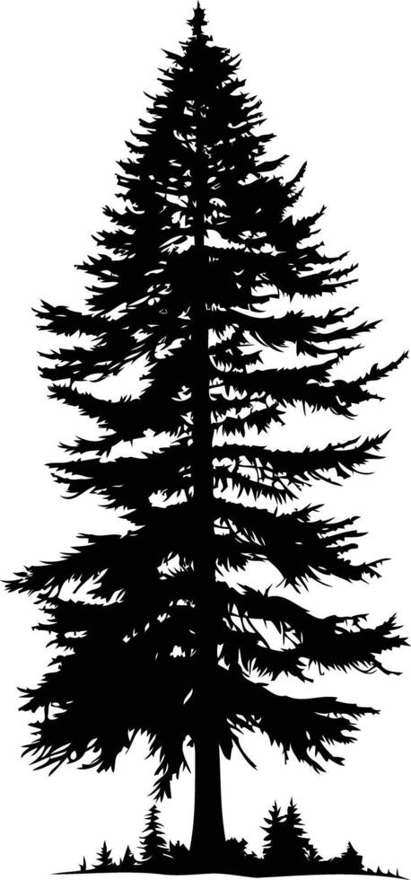 A simple, elegant silhouette of a towering pine tree vector