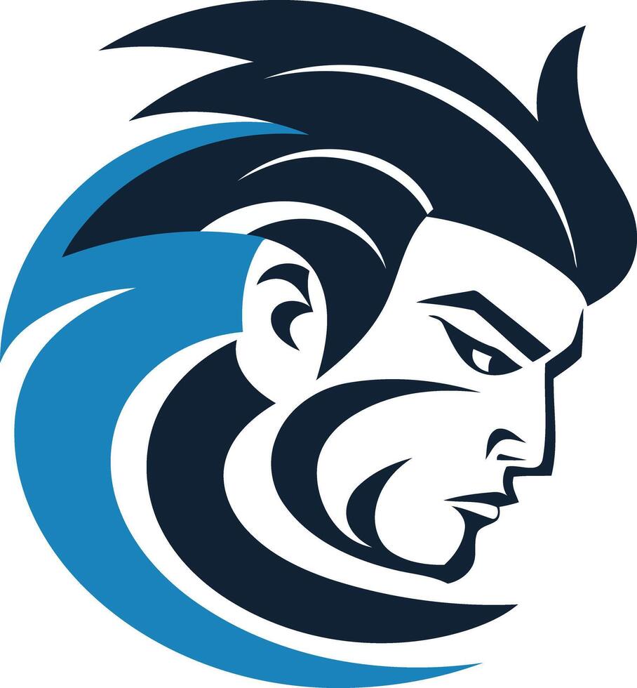 A powerful and dynamic logo featuring a stylized face with a swirling wave design vector