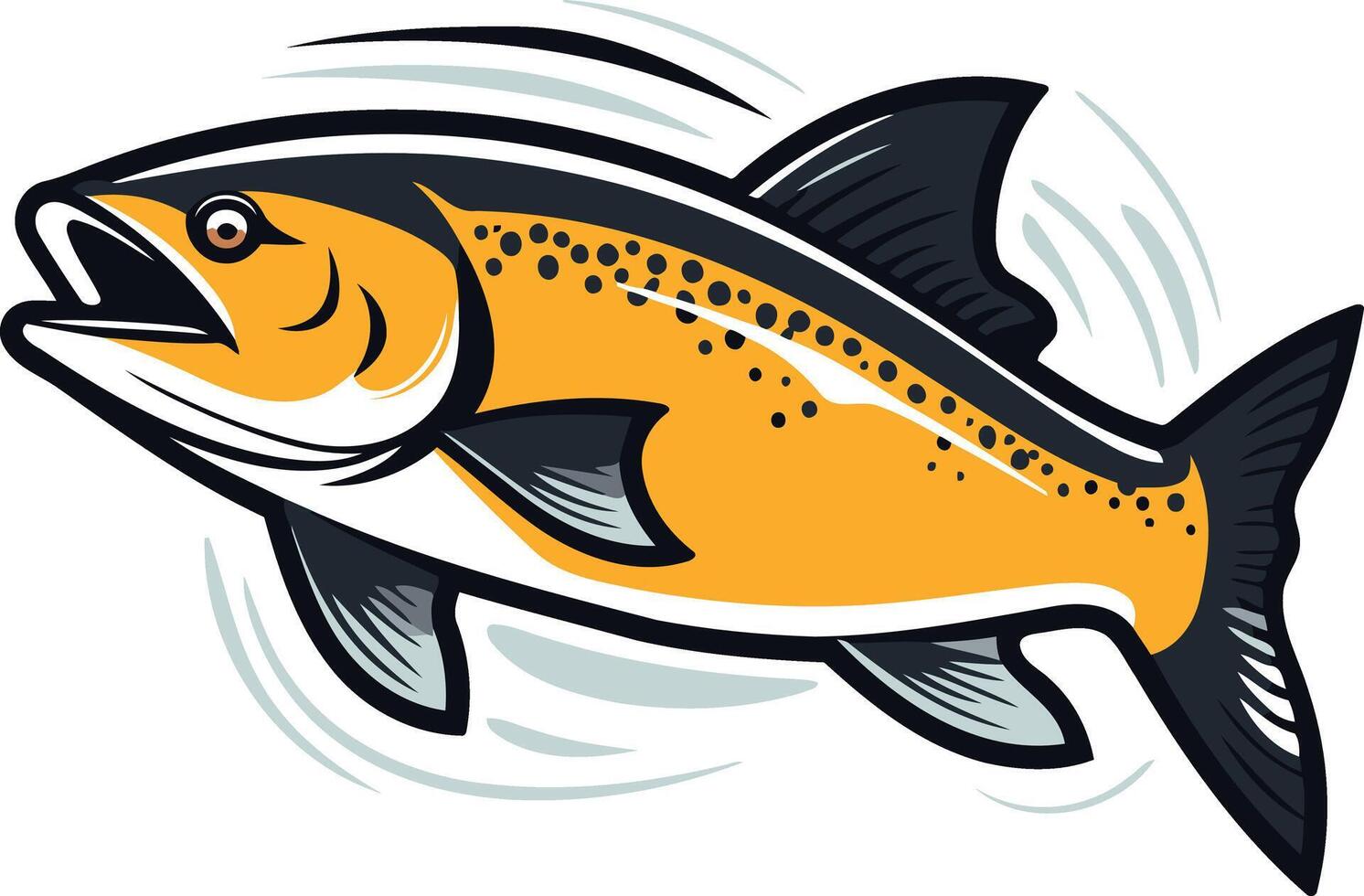 A stylized salmon leaping through the water, perfect for fishing and seafood brands, logos, and illustrations vector