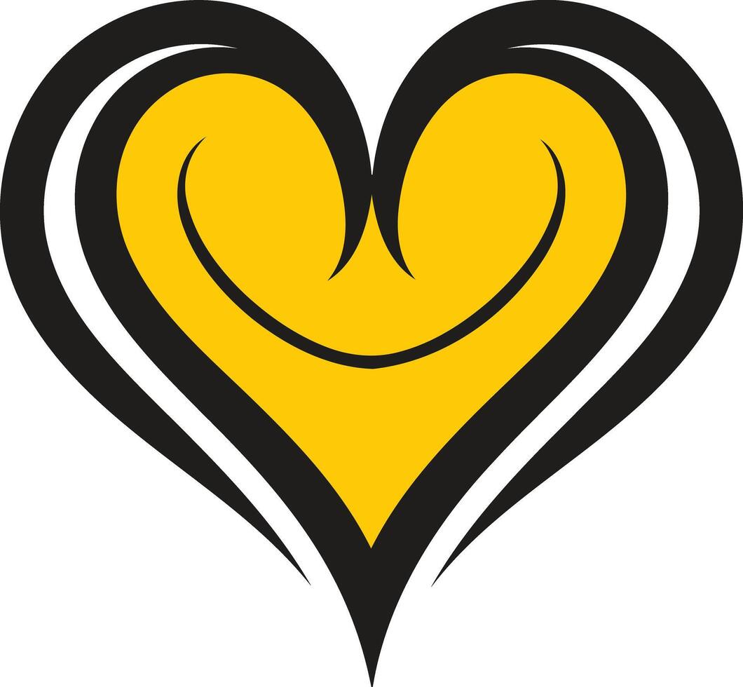 A stylized yellow heart with a smiling face, perfect for representing happiness, love, and positivity vector