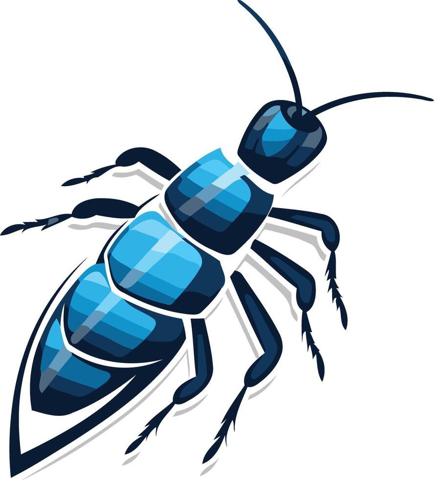 A stylized, blue beetle with a geometric design, perfect for logo design, branding, or as a mascot for a tech company or environmental organization vector