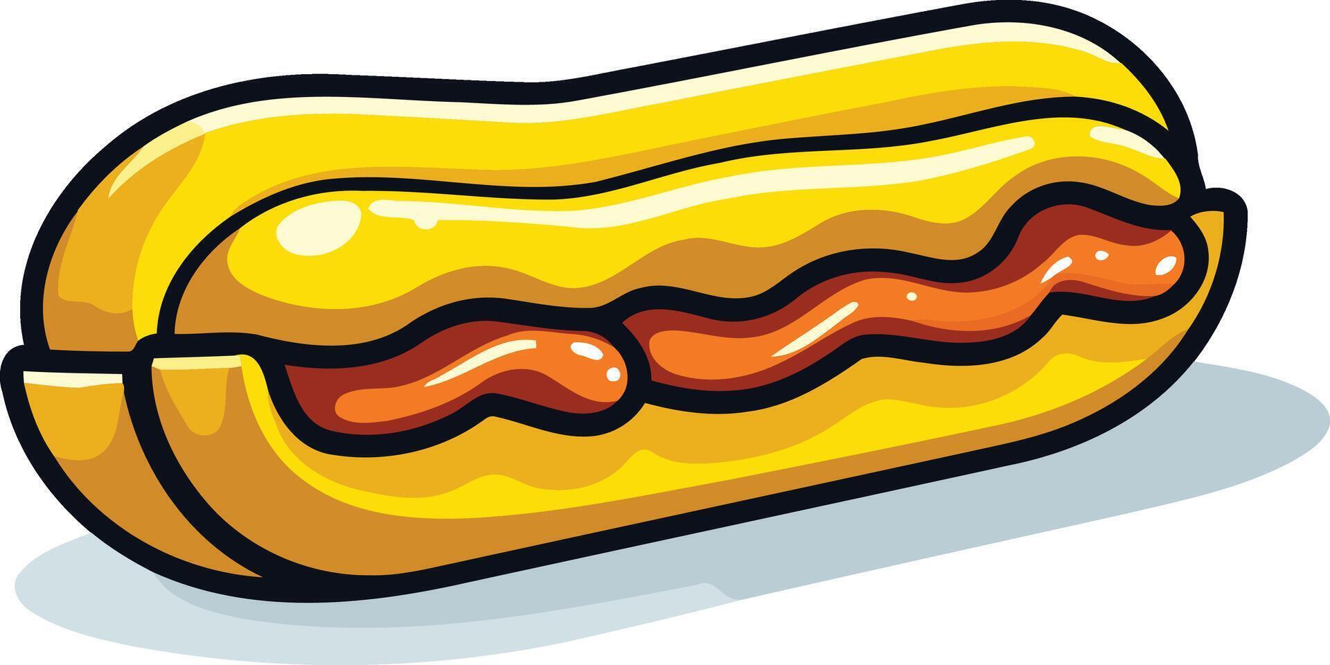A cheerful, cartoon-style illustration of a delicious eclair, perfect for bakery menus, social media posts, and food-related designs vector