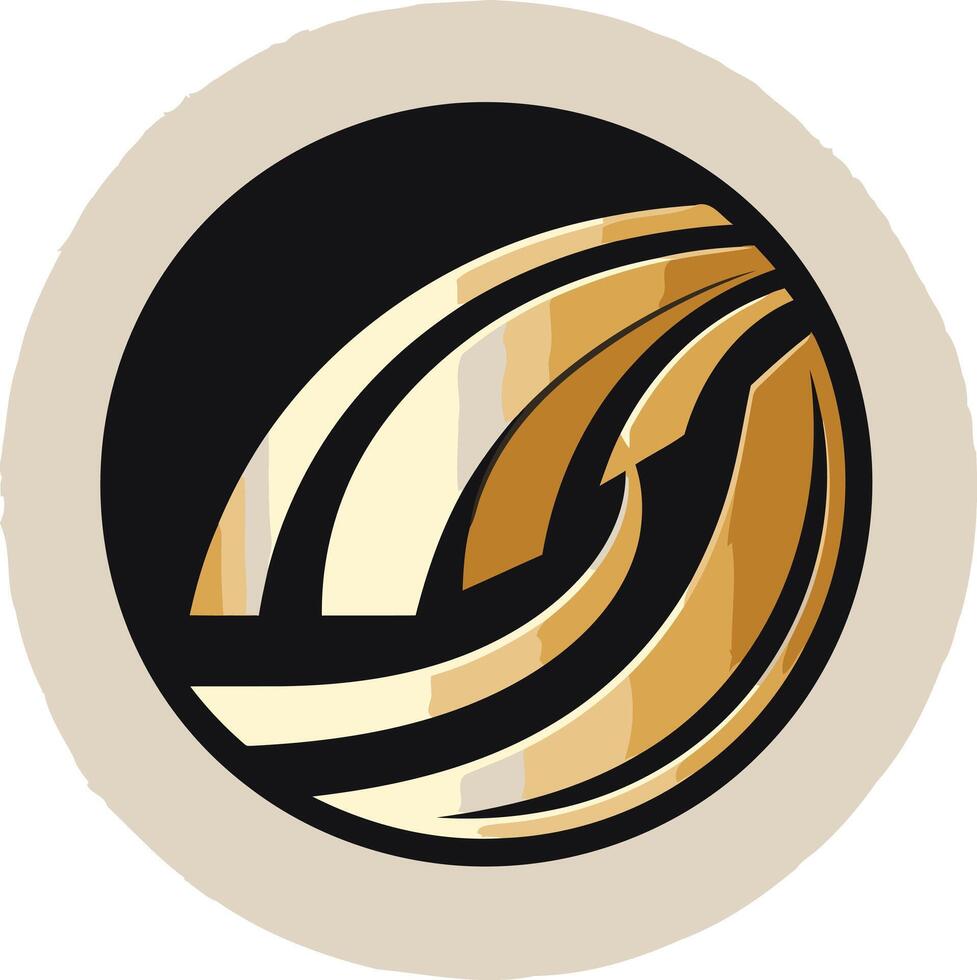 Modern, abstract logo design with gold and black color scheme vector