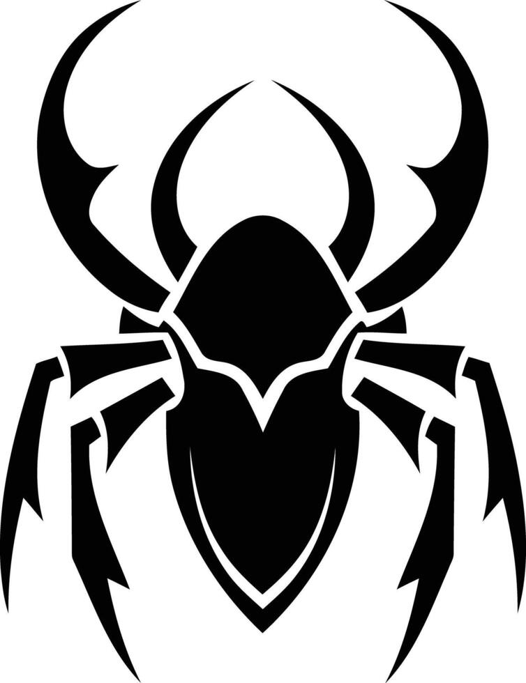 Stylized black and white tribal tattoo design of a spider vector