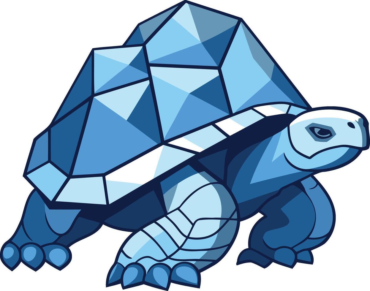 A stylized, blue, geometric turtle mascot with a strong, confident pose vector