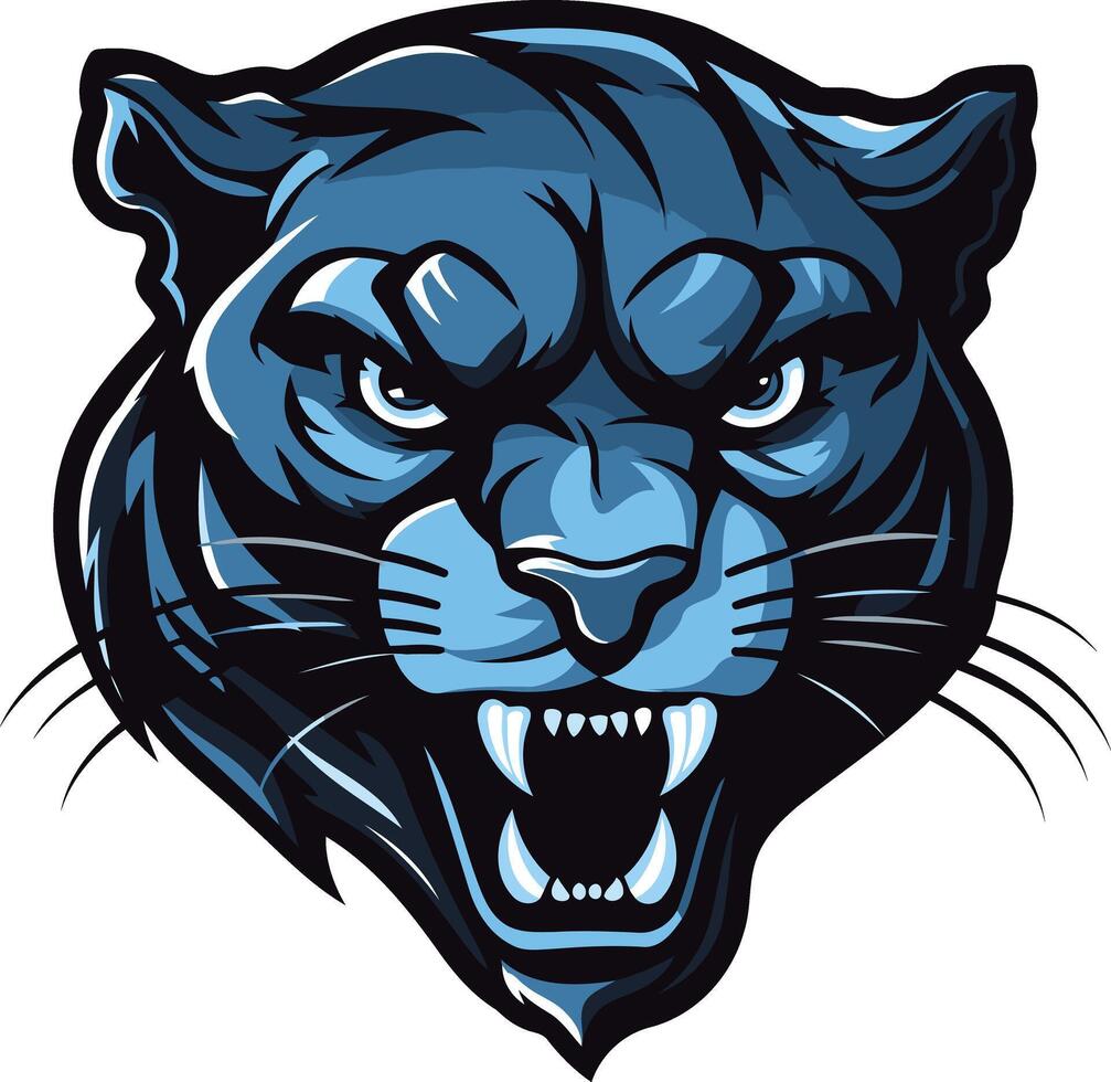Fierce blue panther head mascot logo, perfect for sports teams, businesses, and branding vector
