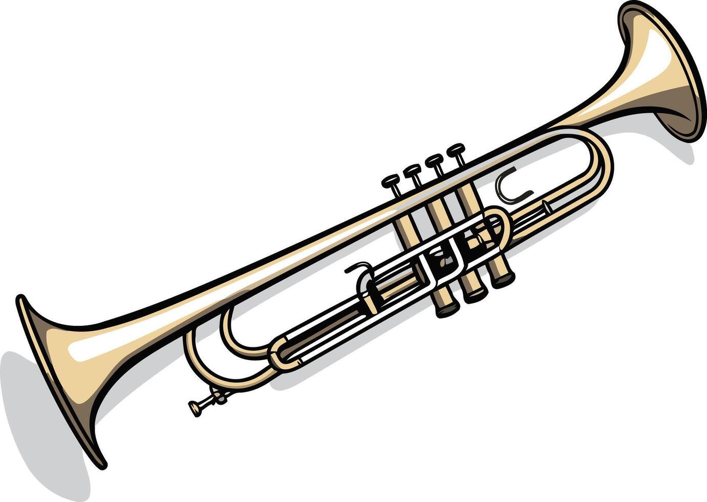 A simple and clean illustration of a golden trumpet, perfect for music-related designs, websites, or presentations vector