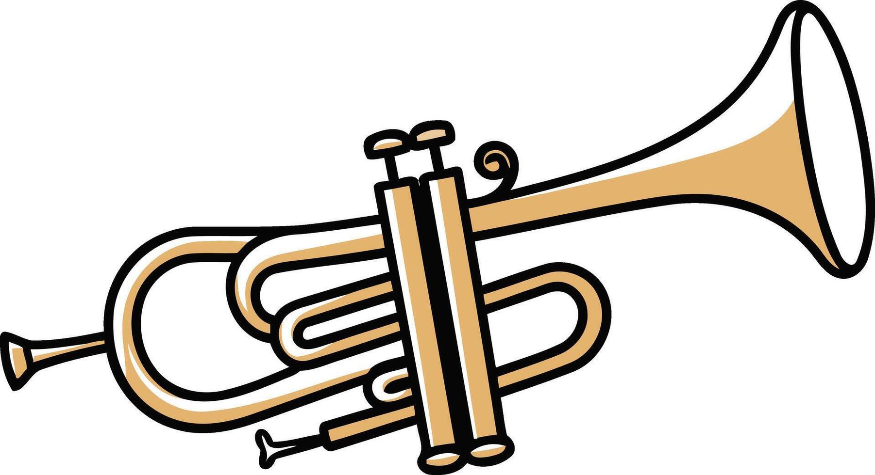 A simple, cartoon-style illustration of a trumpet, perfect for music-related projects and designs vector