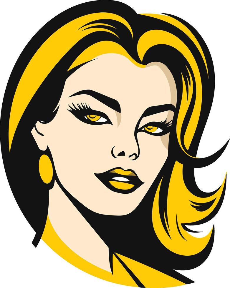 A captivating illustration of a confident woman with striking yellow hair and bold makeup vector