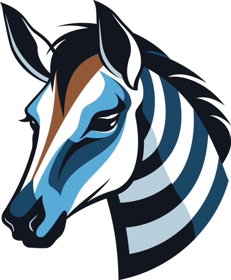 A stylized illustration of a zebra head, perfect for logos, branding, and design projects seeking a strong, bold animal motif vector