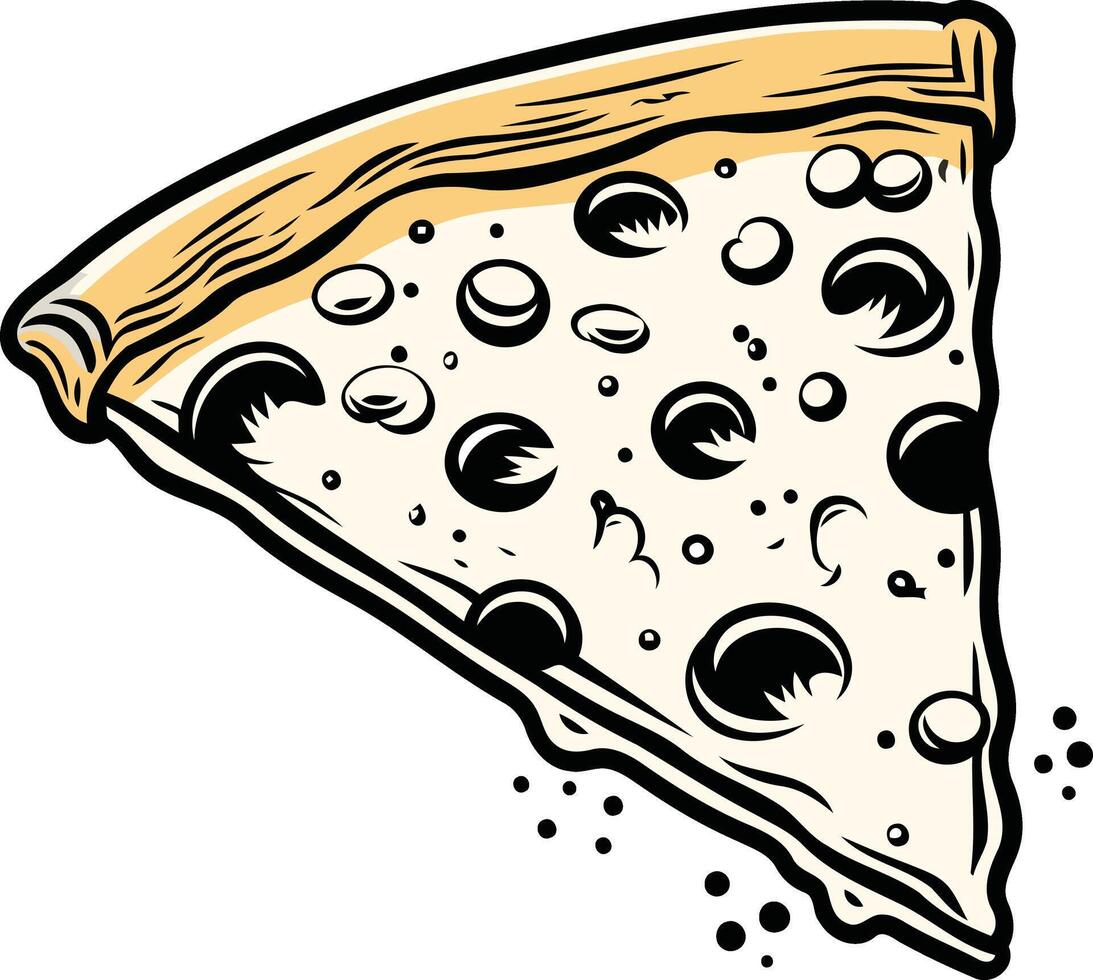 Pizza Slice with Olives and Cheese Illustration vector