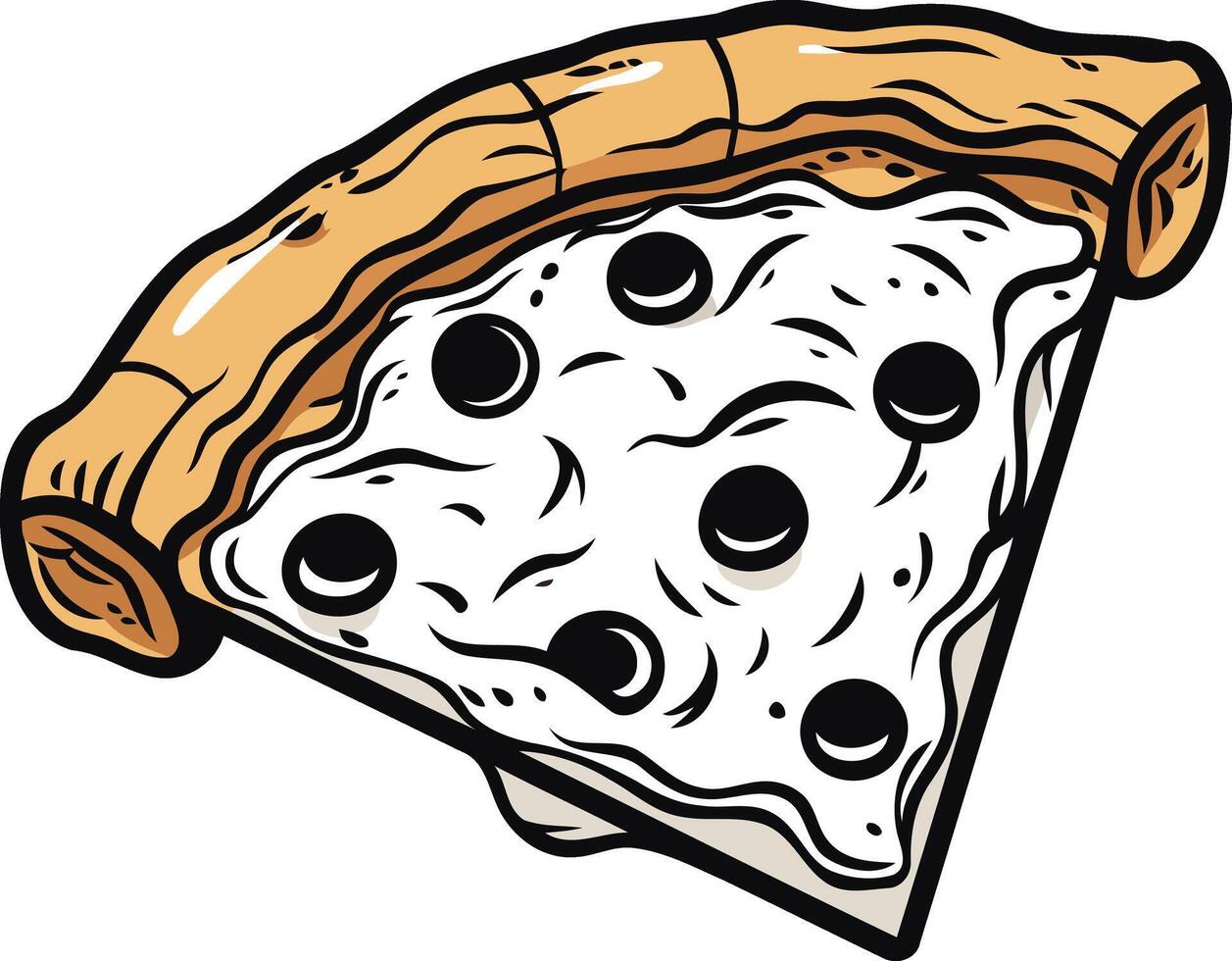 A Slice of Pizza with Black Olives vector