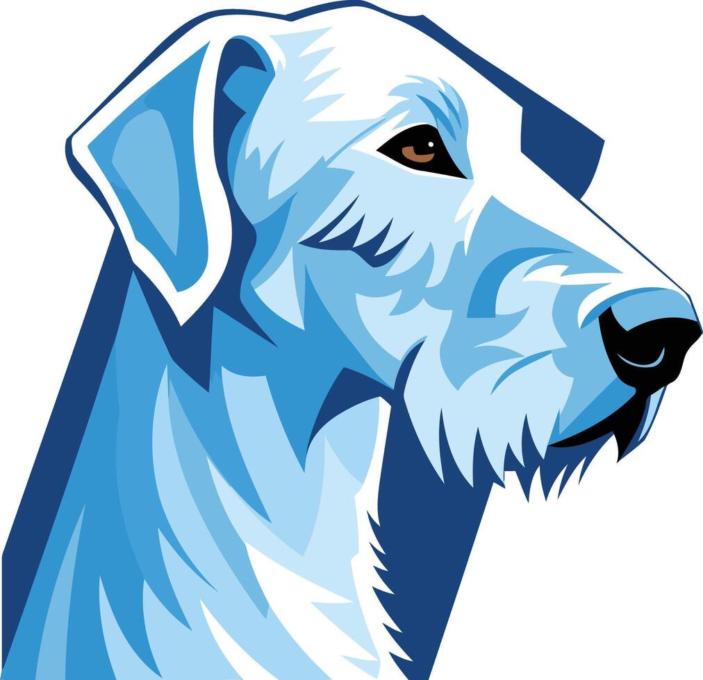 A bold, stylized illustration of a white irish wolfhound's head, perfect for logos, branding, and pet-related designs vector