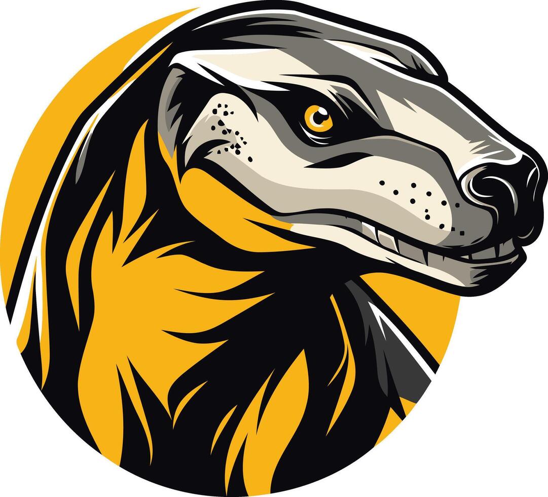 Fierce and dynamic mascot logo of a prehistoric creature with sharp teeth and menacing eyes vector