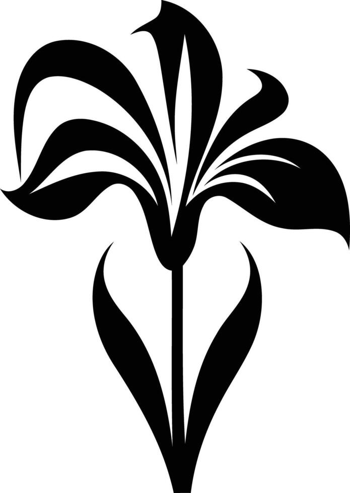 Elegant black and white silhouette of a stylized lily flower vector