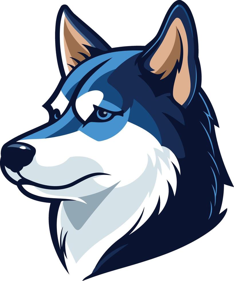 A bold and stylized husky head, perfect for logo design, mascot, or branding vector
