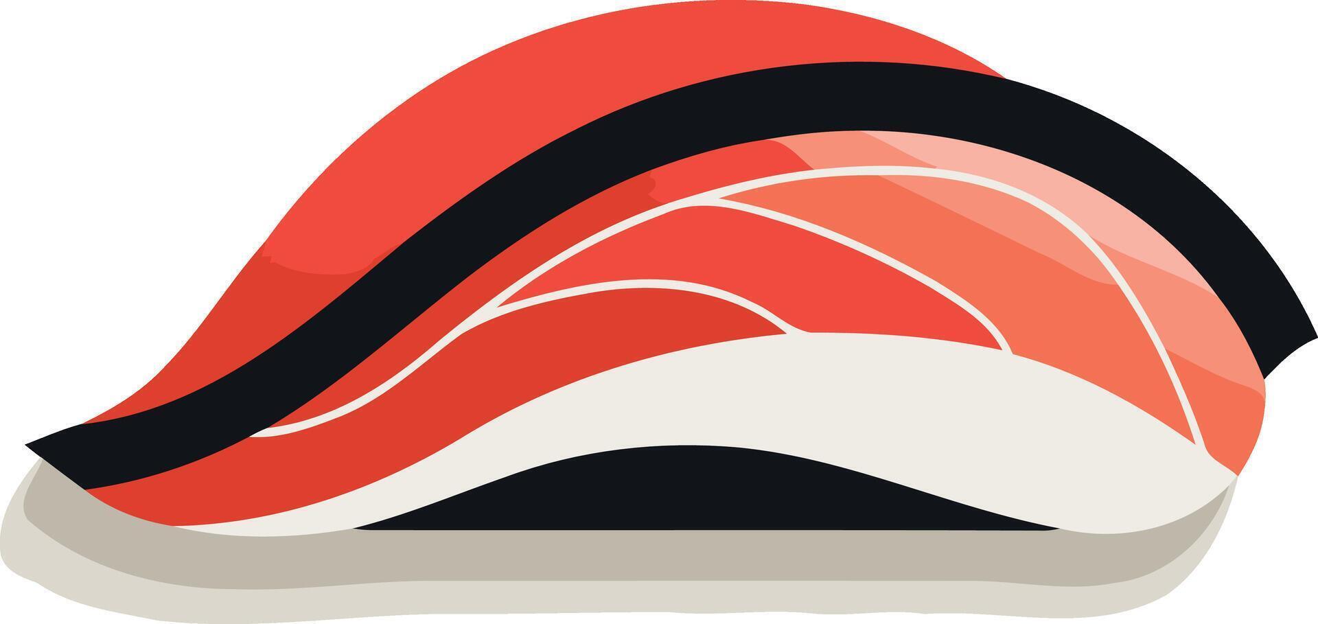 A simple and modern illustration of a salmon nigiri sushi, perfect for restaurant menus, food blogs, and social media vector