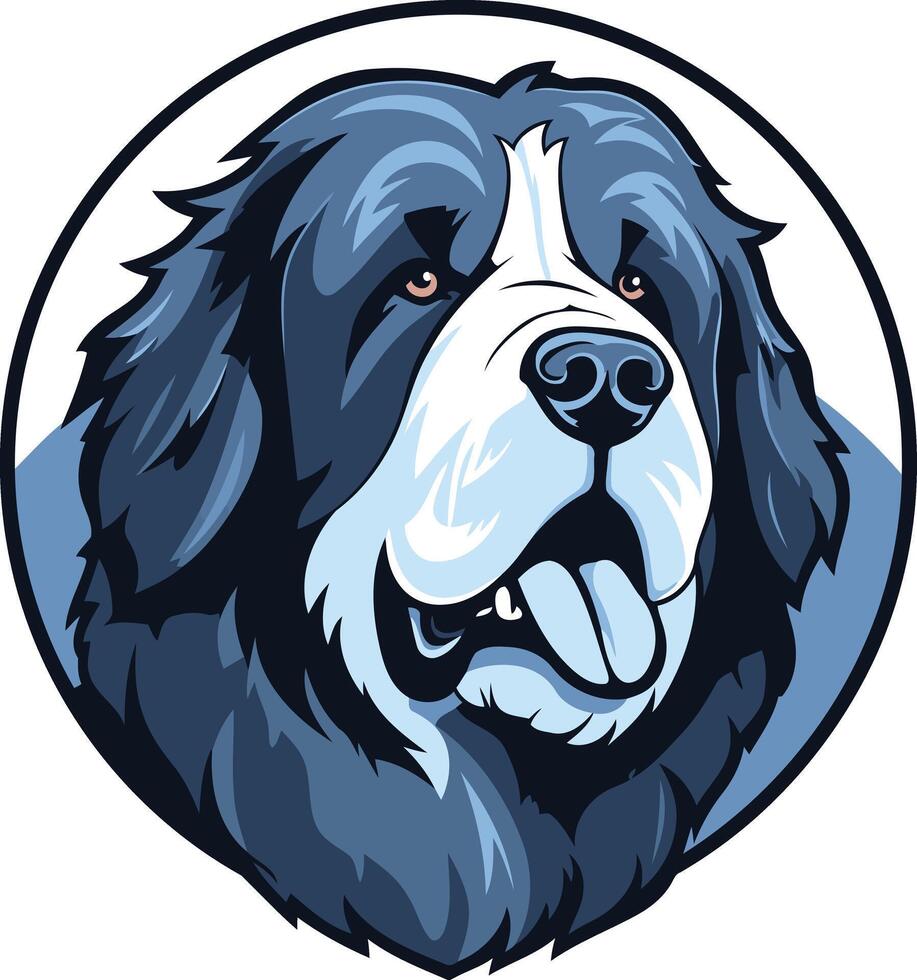 A majestic bernese mountain dog in a circular logo design vector