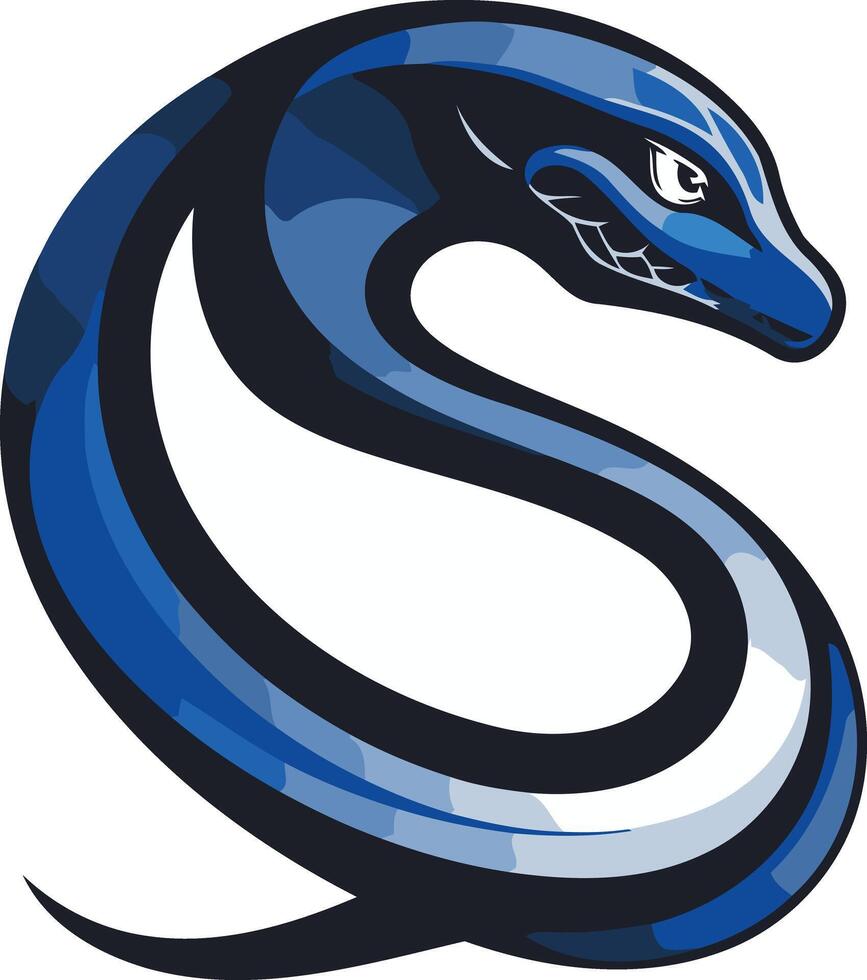 A sleek, blue snake forms a stylized 's' letter, perfect for a gaming or esports team logo vector
