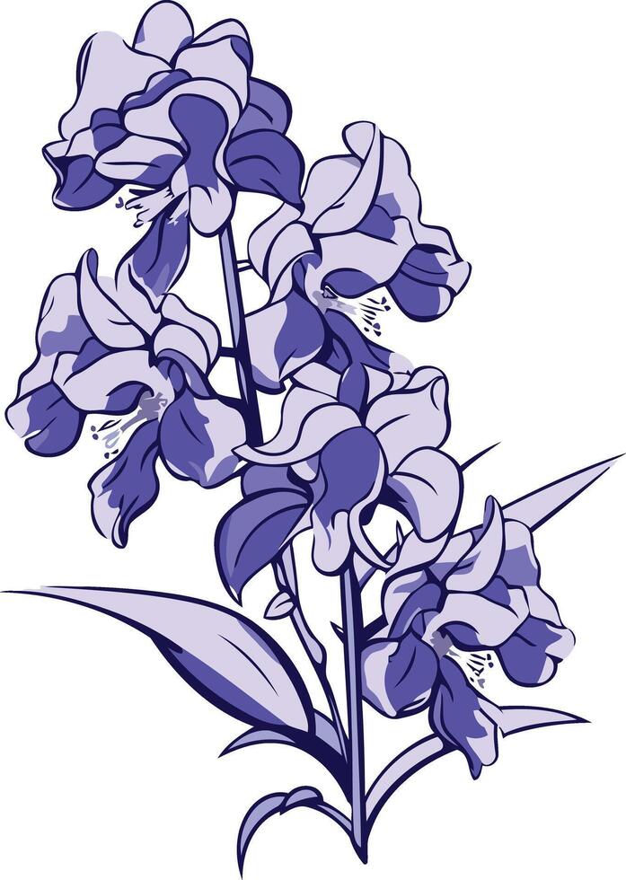 Elegant blue floral illustration, perfect for adding a touch of sophistication to wedding invitations, branding, or social media posts vector