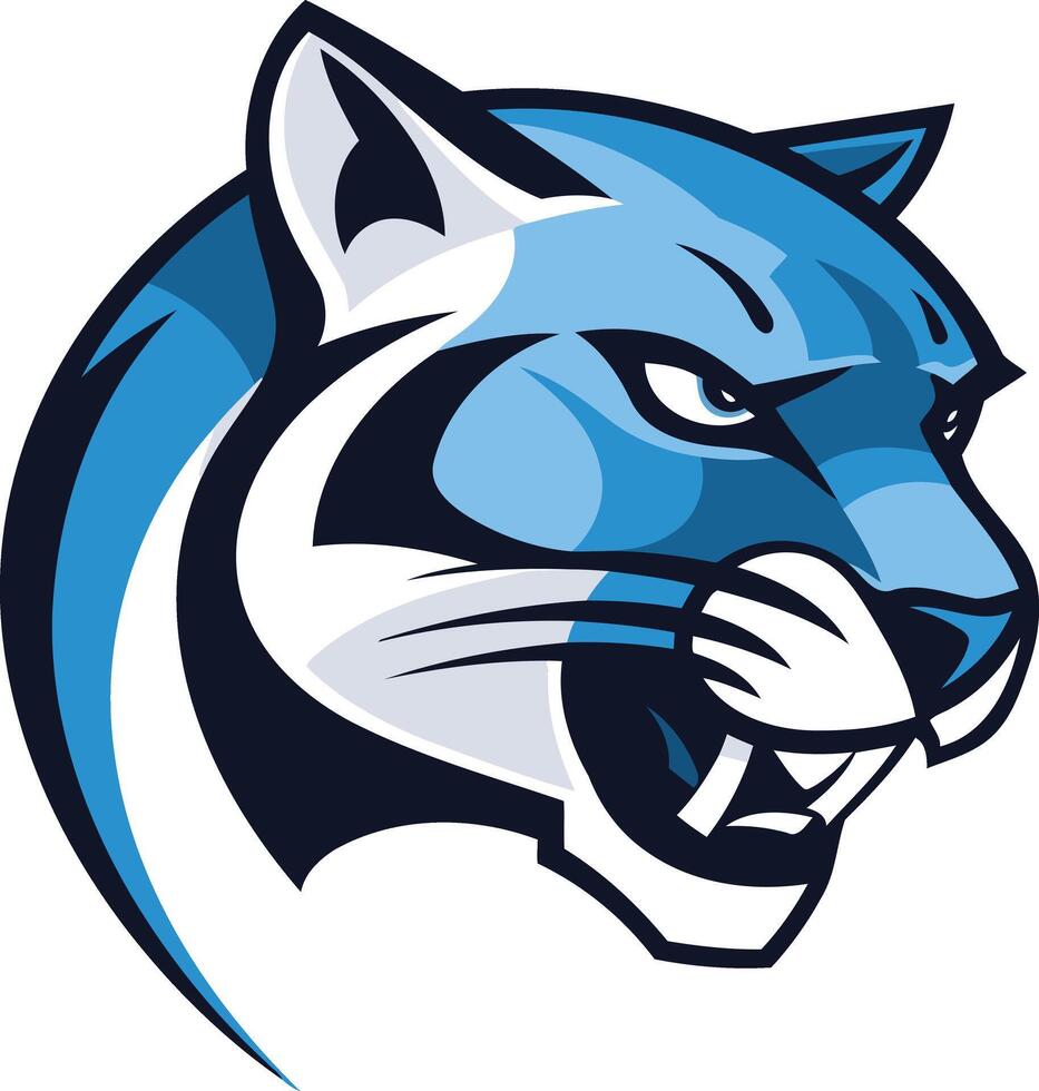 Powerful blue panther mascot logo design, perfect for sports teams, businesses, and organizations seeking a strong and energetic brand identity vector