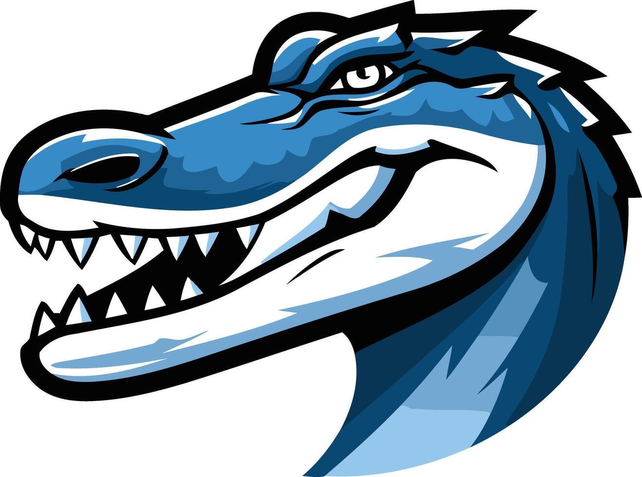 A fierce blue alligator head, perfect for a sports team logo, mascot, or any brand needing a powerful, dynamic image vector