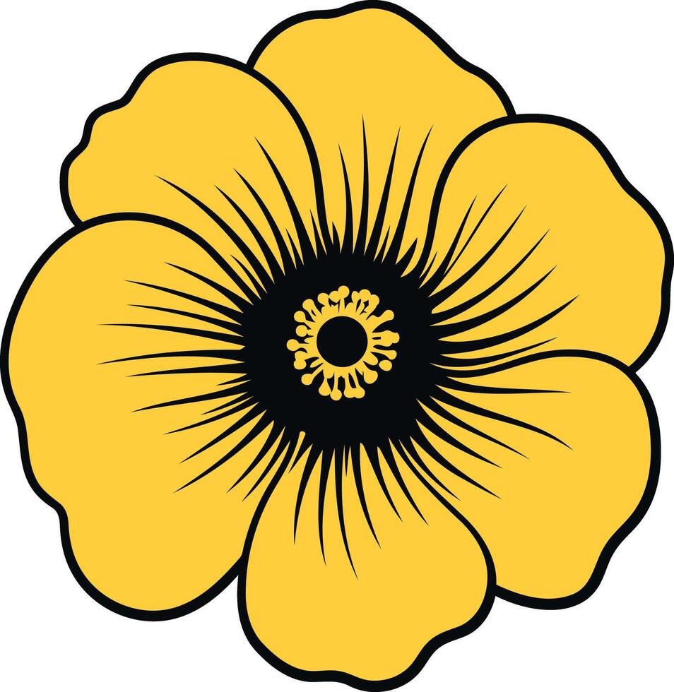 Simple, stylish yellow flower icon vector