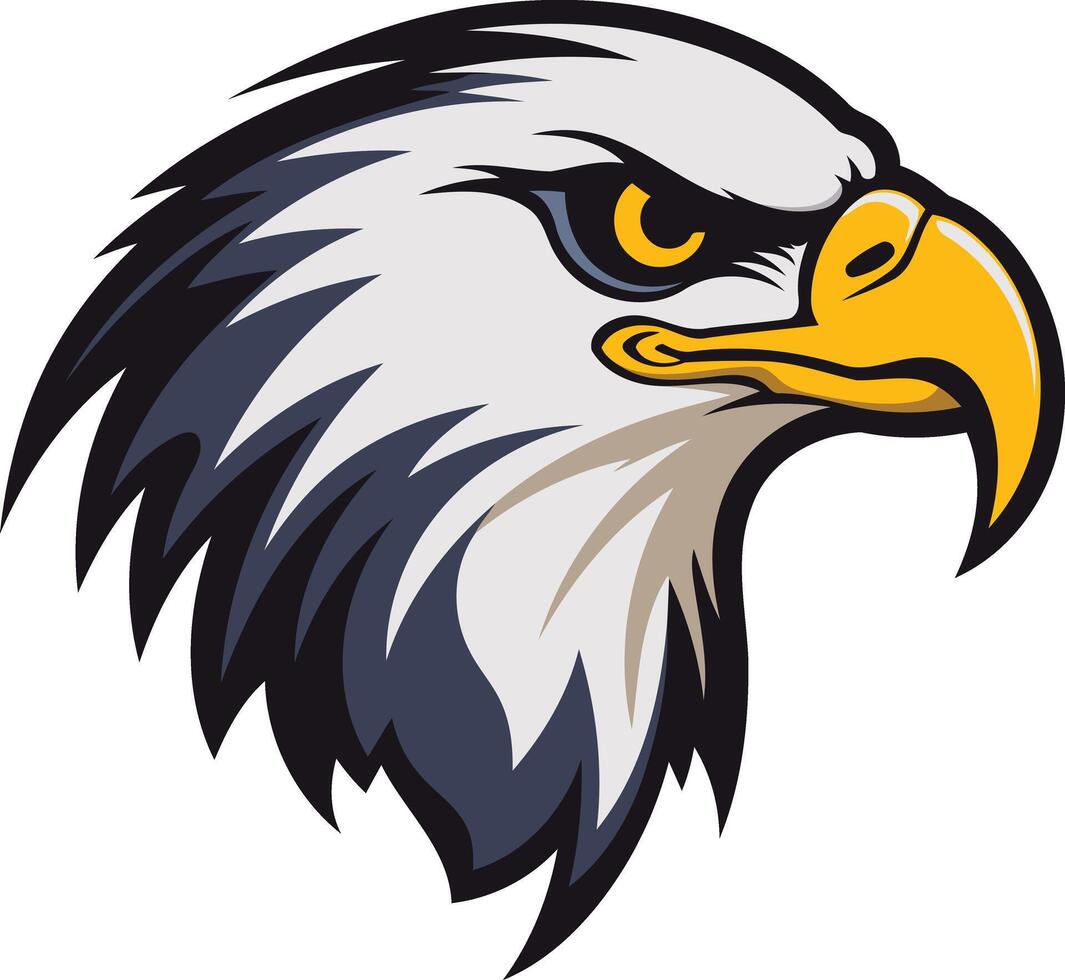 Powerful bald eagle head illustration, perfect for sports teams, logos, and patriotic designs vector