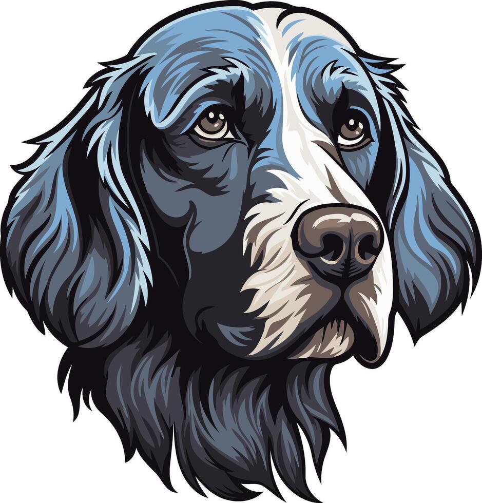 A detailed illustration of a handsome dog with a soulful expression vector