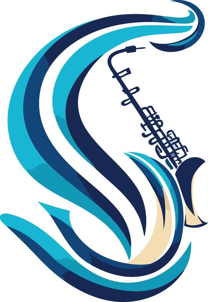 Abstract saxophone logo with flowing lines, perfect for music events, jazz clubs, and branding projects vector