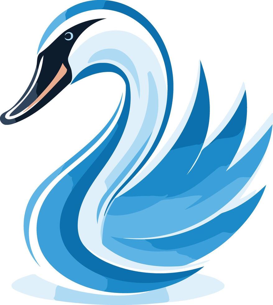 A stylized swan logo in blue and white, perfect for businesses and brands seeking a graceful and elegant image vector