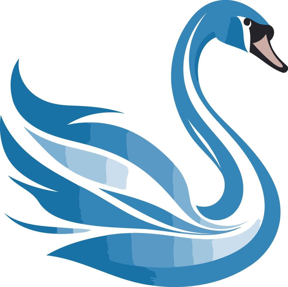 A stylized blue swan with elegant, flowing lines vector