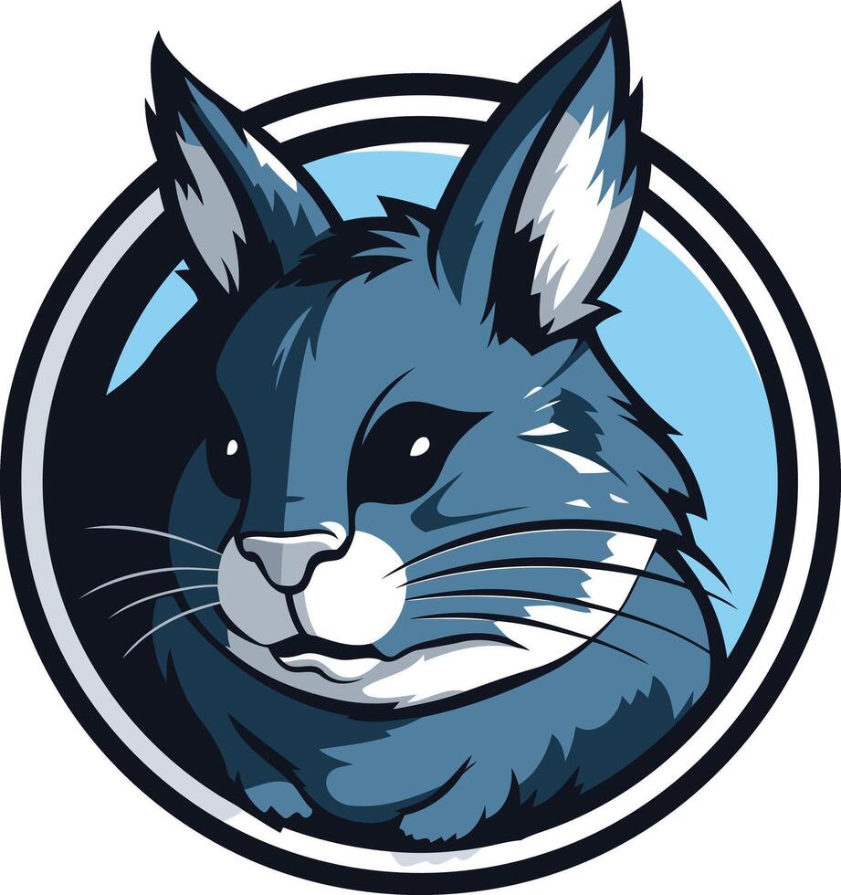 Cool and modern blue rabbit logo design, perfect for a gaming, tech, or creative brand vector