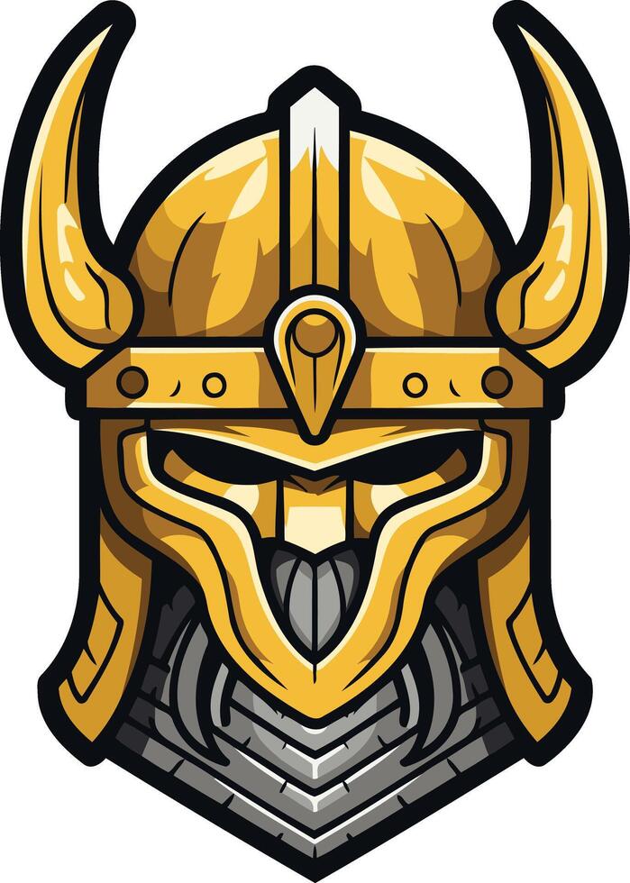 Fierce viking warrior helmet logo design vector