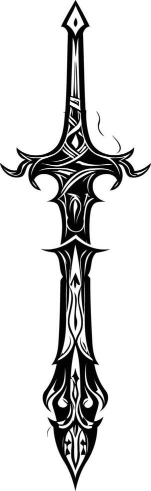 Intricate sword design in black and white, perfect for tattoos, logos, or other creative projects vector