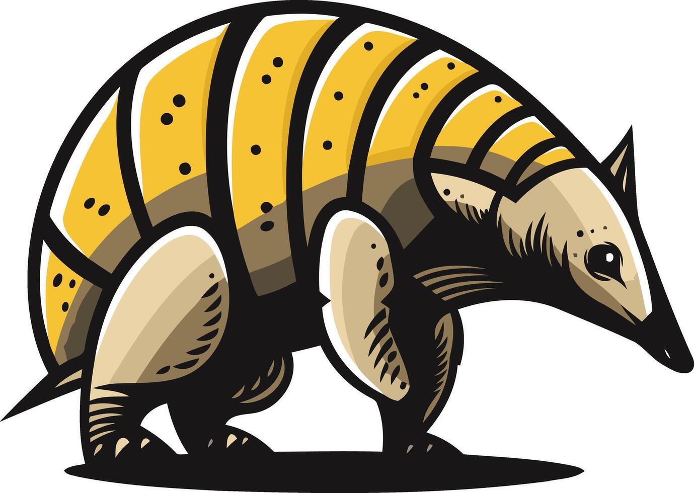 A stylized armadillo mascot, perfect for a logo, branding, or graphic design vector