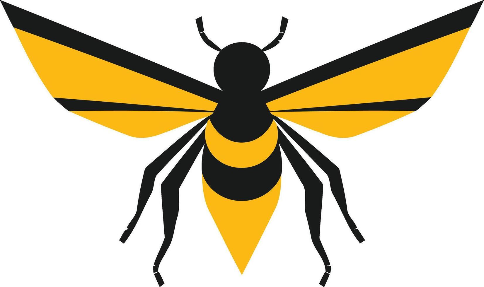 A simple, bold, and stylized bee silhouette in black and yellow, perfect for logo design, branding, or as a graphic element for nature-themed projects vector